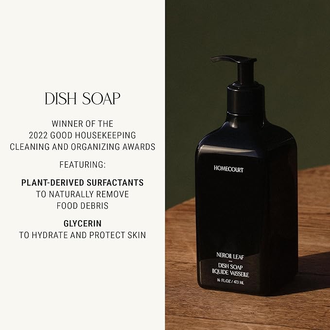 Homecourt Dish Soap, Dishwashing Liquid with Clean Ingredients, Non-Toxic & Skin-Safe, Safe for People & Pets, Steeped Rose, 16 fl oz