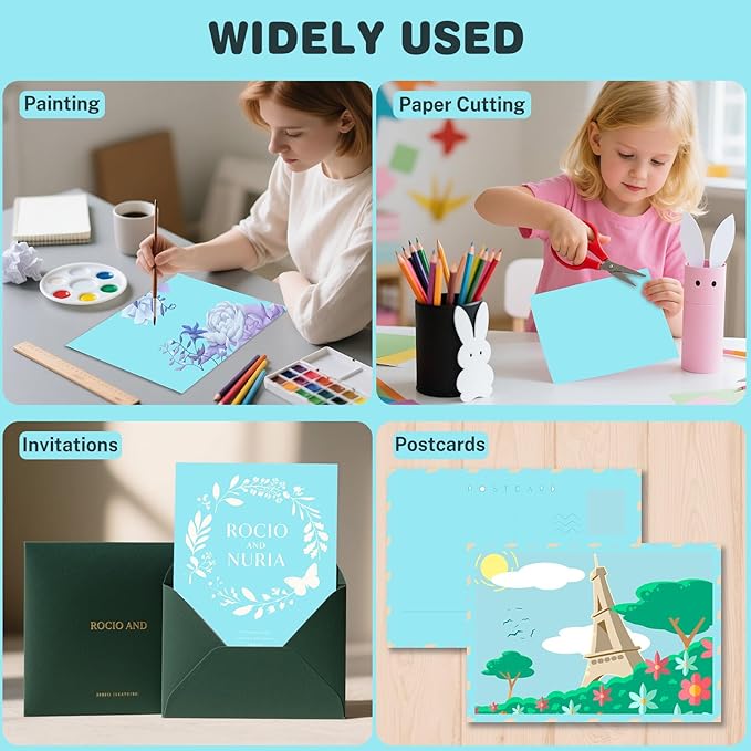 Cardstock 8.5 X 11, 40 Sheets Light Blue Card Stock, 75lb/ 200gsm Copy Paper, Cardstock Printer Paper For Art, Drawing, Invitations, DIY Cards, Watercolor, Craft, Construction, School & Office Supplie