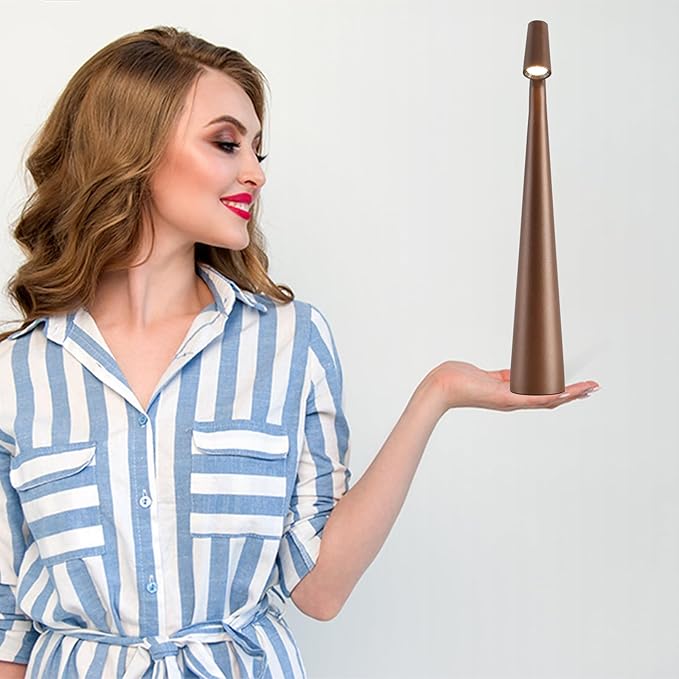 Cordless Small Table Lamps Set of 2,3 Levels Brightness Portable Desk Lamp,Rechargeable Battery Lights for Outdoor, Restaurant, Bedside, Baby Night Light,Gifts(Brown)