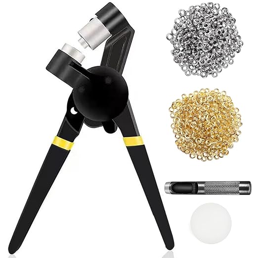 Grommet Tool Kit,Heavy Duty 3/8 Inch Handheld Eyelet Kit Manual Grommet Press Machine Plier Rivet Press with 500pcs Grommets Hole Punching Tool Eyelet Tool Kit for Fabric,Banner,Canvas Leather DIY