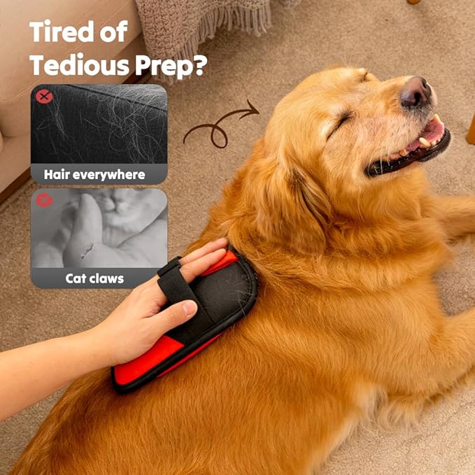 Pet Hair Removal Glove, 2026 Upgraded Electrostatic Pet Hair Remover Glove with Brush, Pet Hair Remover Pocket Storage for Pet Hair Remover Tool on Carpet, Clothing, Couch, Car Seat