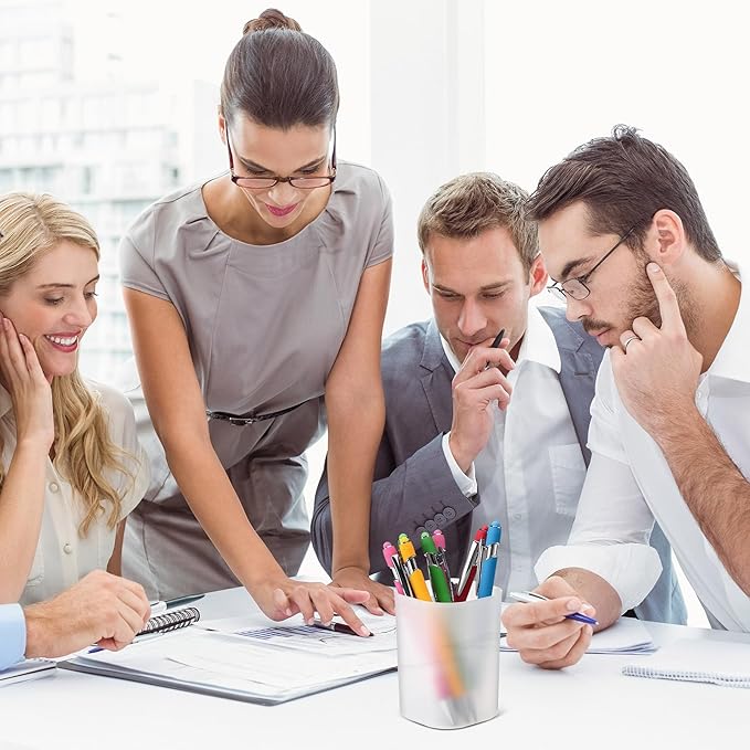 30 Pack Pen Holder Pen Cups for Desk Organizers and Storage Stationery Plastic Matte Pencil Holder Cups Ins Style Transparent for Office School Home Supplies