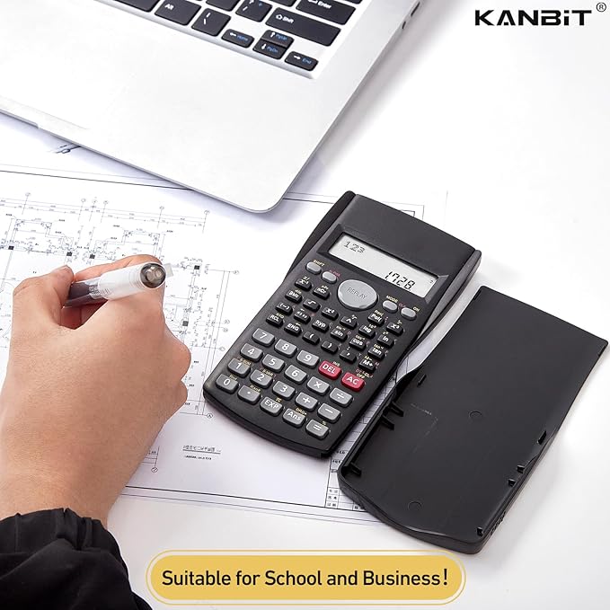 Scientific Calculator 2 Pack,2-Line Clear Display 240 Functions Basic Calculator AAA Battery Operated for Math Algebra Fraction Non Graphing Auto Shut-Off Calculator for Students&Business,Black