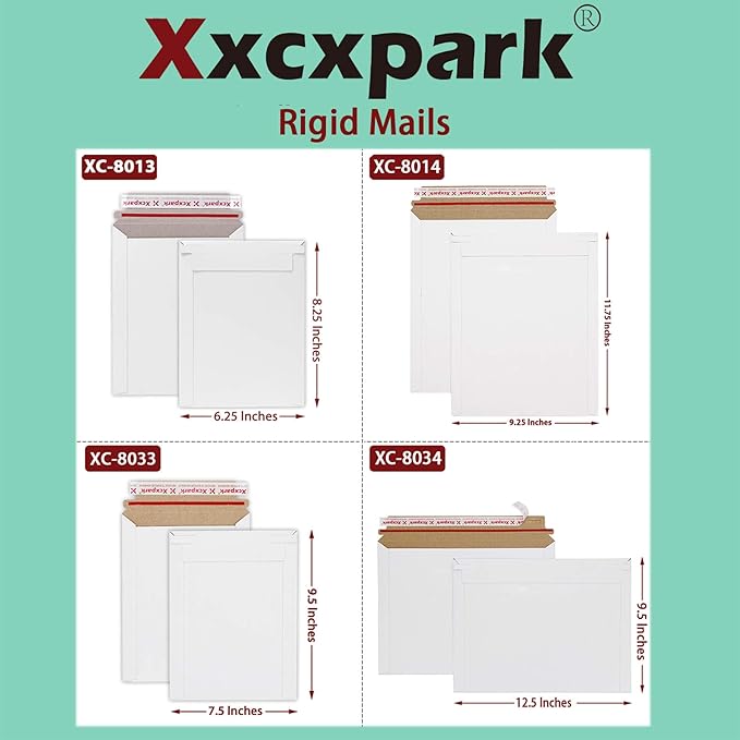 25 Pack Rigid Mailers 9.25 x 11.75 inches, Self Seal Photo Document Mailers Premium Cardboard Keep Flat Envelopes for Photos, Pictures, Papers, Files, CD