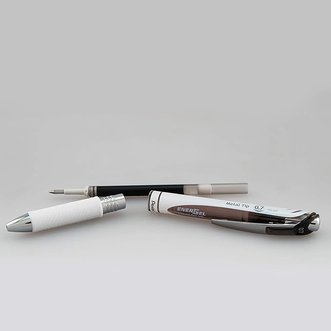 Pentel EnerGel Pearl Retractable Liquid Gel Pen, 0.7mm, Medium Line, Black Red and Blue Ink, 8-Pk (BL77WBP8OFC)