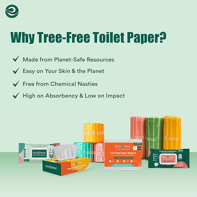 Eco Soul Premium Bamboo Toilet Paper 3 Ply | 36 Mega Rolls | 300 Sheets Each | FSC Certified Hypoallergenic, Textured & Skin-Friendly Septic-Safe Soft Bathroom Tissue Eco-Friendly Chemical & Dye Free