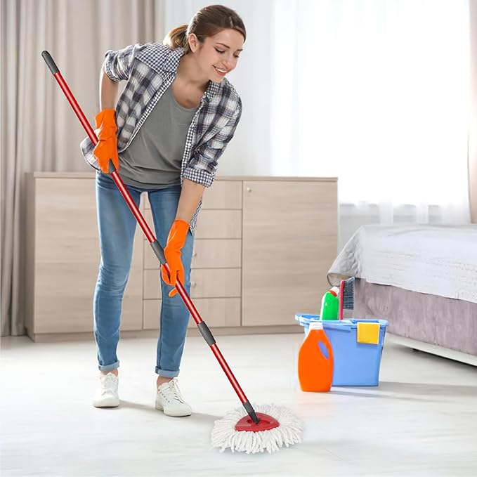 Qulable Spin Mop Replacement Handle - 4-Section 30" to 58" Mop Handle Replacement Stick, EasyWring Handle for Floor Cleaning (Mop Head & Base Not Included)