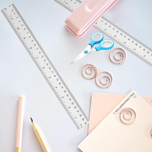 YouOKLight Clear 12 inch Plastic Metric Transparent Ruler - Pack of 3 for Kids, School, Office, Drafting