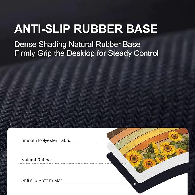 Large Desk Mat, Desk Matt for Desktop, Computer Gaming Mouse Pads, Anti-Slip Rubber Base, Stitched Edges Soft Mat for Desktop Office Home 31.5 x 11.8 Inches (Vintage Sunflower)