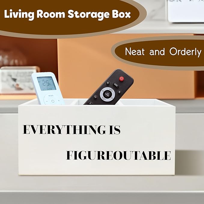 Everything is Figureoutable Inspirational Pen Holder for Desk, Motivational Gifts for Coworkers Women Men, Positive Quote Wooden Pen Pencil Holder Organizer for Office Desk Accessories