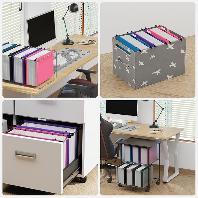 ANSOOK Plastic Hanging File Folders Letter Size, 3 Inch Reinforce Expanding File Folder,12 Pack File Cabinet Folders with 15 Insertable Tabs,Heavy Duty Accordion File Organizer for Office Home School