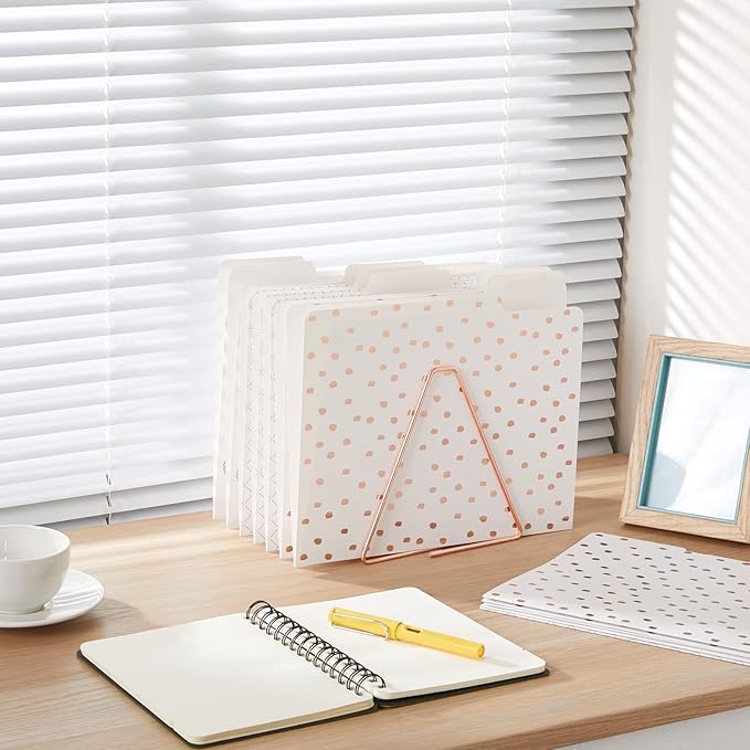 Y YOMA 12 Pack Rose Gold File Folders Letter Size Decorative File Folder Cute Pretty Colored Heavyweight Filing Folder Office Supplies File Organizers for Office School Home Desktop with 1/3-Cut Tab