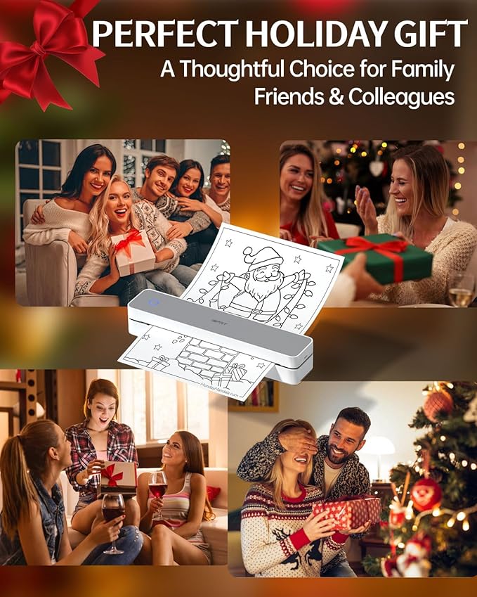 Inkless Portable Printer for Travel, 300DPI Wireless Thermal Printer Support 8.5" x 11" US Letter, A4, MT610Pro Small Bluetooth Printers Compatible with iOS, Android Laptop for Home Office Car, Grey