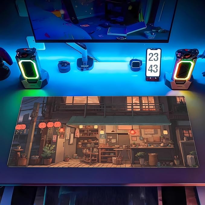 Anime Aesthetics Mouse Pad Desk Mat Japanese Desk Pad XL Large Gaming Mouse pad with Stitched Edges, Non-Slip Computer Mat Pad for Desk, Keyboard and Mouse mat 31.5 x 15.7 in