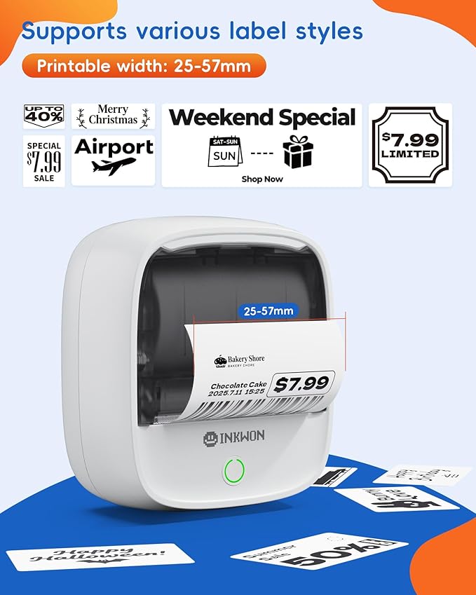 B21 Label Maker Machine with 3 Tapes, 2-Inch Wide Waterproof Tape, Bluetooth Portable Label Maker for Small Business, Office, Home, School Organization