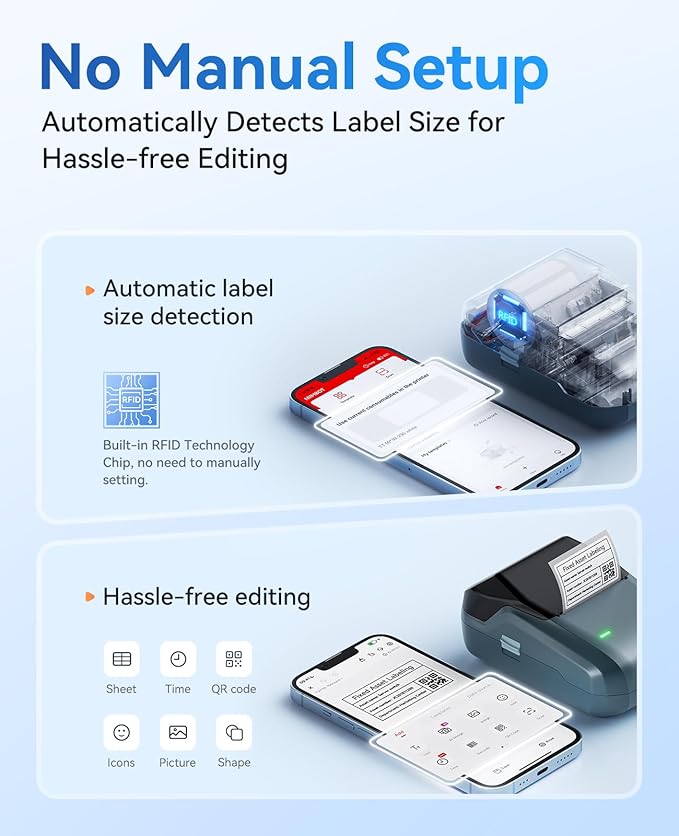 NIIMBOT B1 Label Maker Machine with Tape, Thermal Label Printer Easy to Use for Office, Home, Business, 2 Inch Label Maker with 2'' x1.18'' Labels