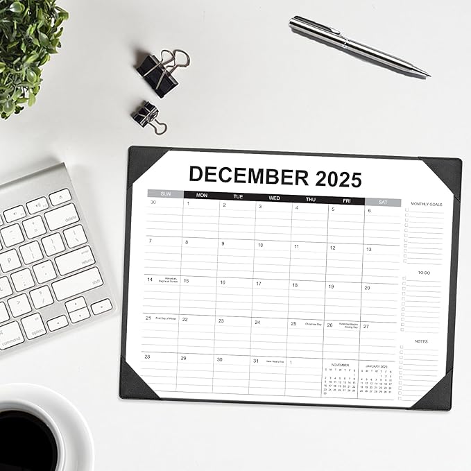 Desk Calendar 2025-2026 with Desk Mat – 22" x 17" Large Desk Pad Calendar Runs From Sep 2025 to Dec 2026, Office Supplies Desktop Monthly Calendar for Home & Office