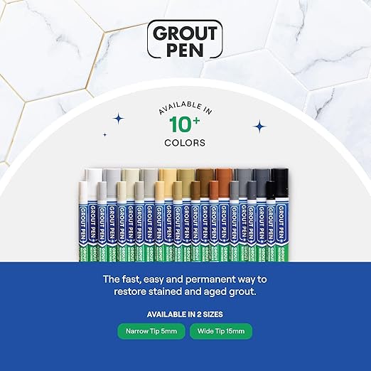 Grout Pen Black Tile Paint Marker: Waterproof Grout Paint, Tile Grout Colorant and Sealer Pen - Narrow 5mm, 2 Pack with Extra Tips (7mL) - Black