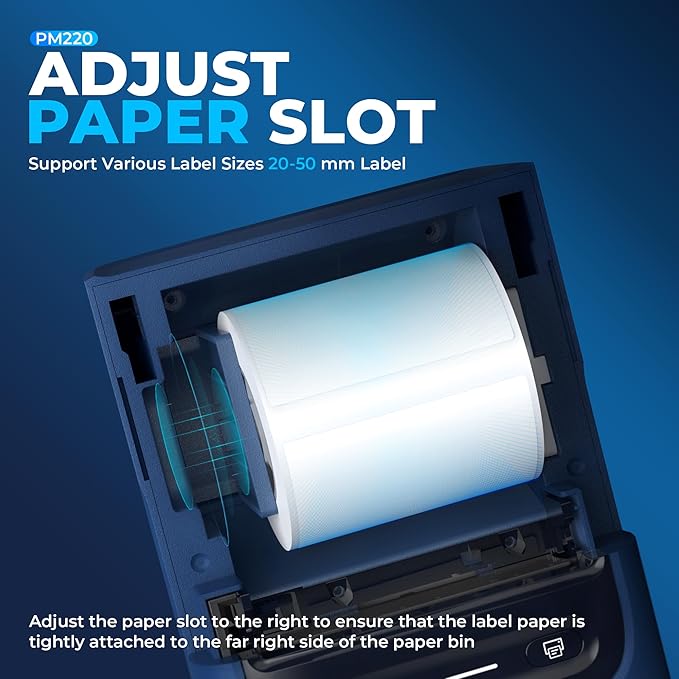 Nelko Label Maker Machine with Tape, PM220 Bluetooth Label Printer, 2 Inch Portable Thermal Printer for Small Business, Address, Logo, Clothing, Sticker Maker for Phones & PC, Navy Blue