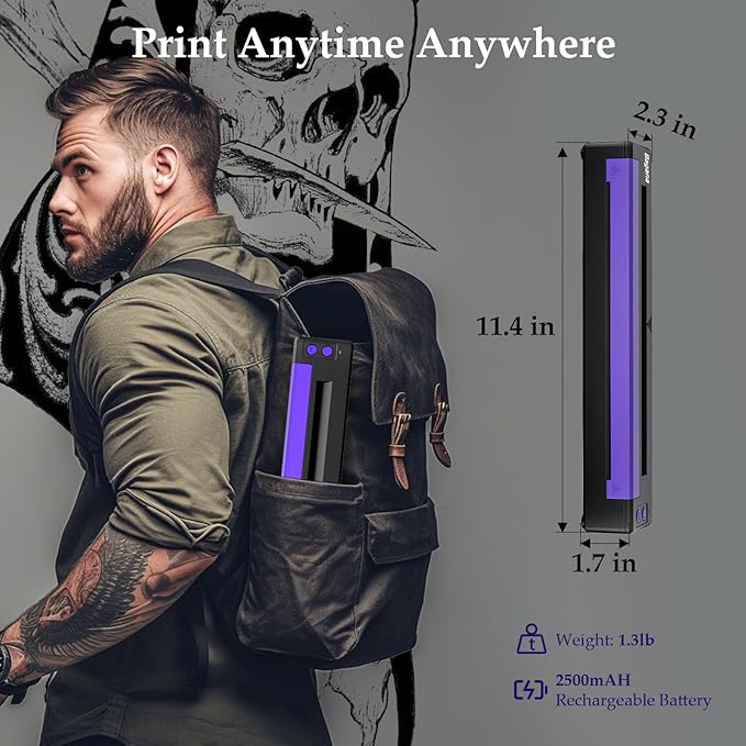 Bagana Tattoo Stencil Printer, Bluetooth Thermal Wireless Portable Temporary Tattoo Transfer Printer Machine Kit Compatible with Tablet,Smartphone & PC