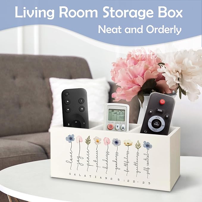 SNNDER Christian Pen Holder for Desk, Religious Christian Gifts for Women, Floral Boho Christian Bible Verses Wooden Pen Pencil Holder Organizer for Home Office Desk Accessories