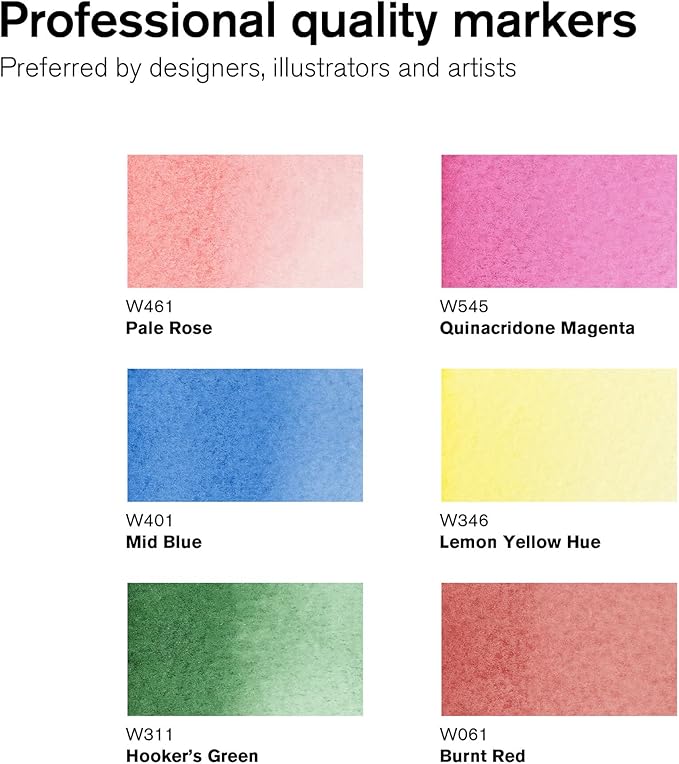 Winsor & Newton ProMarker Watercolor Marker Set, 6 Count, Floral Tones