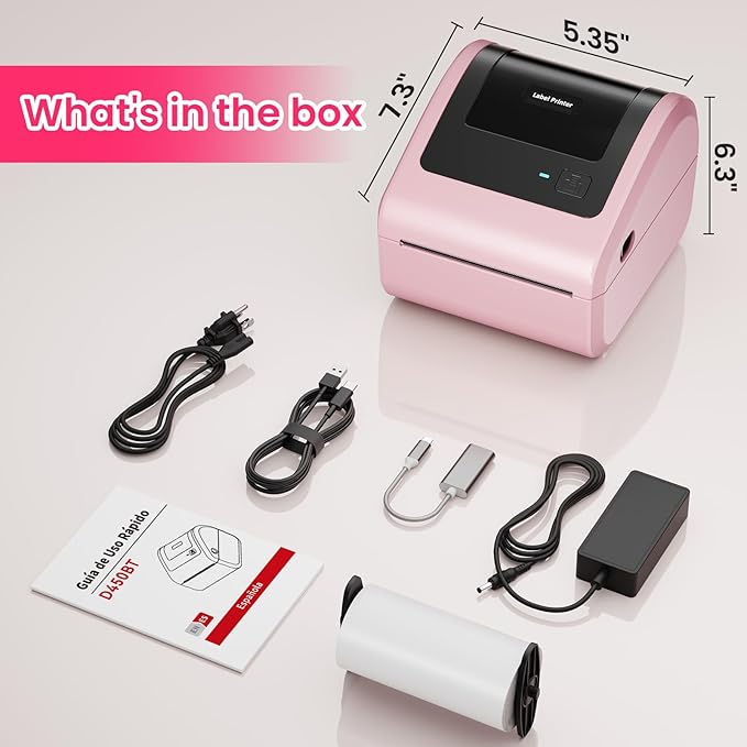 Bluetooth Thermal Label Printer 4x6 - D450BT Shipping Label Printer for Small Business, Shipping Packages, Office, Home, Compatible with Ebay, USPS, Shopify, Amazon, Tiktok