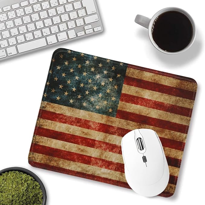 American Flag Gaming Mouse Pad, Large Mouse Pad for Desk Mat XL Mousepad, Stitched Edges Non-Slip Rubber Base Mouse Pads for Computers Laptop (USA Flag-Small-Red)