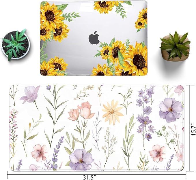 Floral Large Mousepad 31.5 x 15.7 inch, Waterproof Desk Mat Gaming Mouse Pad, Aesthetic Flowers Desktop Mat, Laptop Pad, Computer Writing Mat for Home Office (Purple Pink White A, XX-Large)