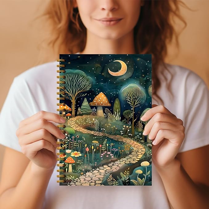 Vintage Forest Notebook, Enchanted Forest Mystical Notebook Journal, Aesthetic Notebook, Journal Notebooks for Note Taking, Spiral Notebook 5.5x8.3 Inch