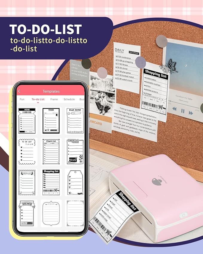 Phomemo 4" Portable Thermal Printer Printpods- Bluetooth Inkless Printer, Support 2/3/4 inch Printing Width, 300dpi, Compatible with Phones, Computer, Ideal for Documents, Notes, Label, Sticker