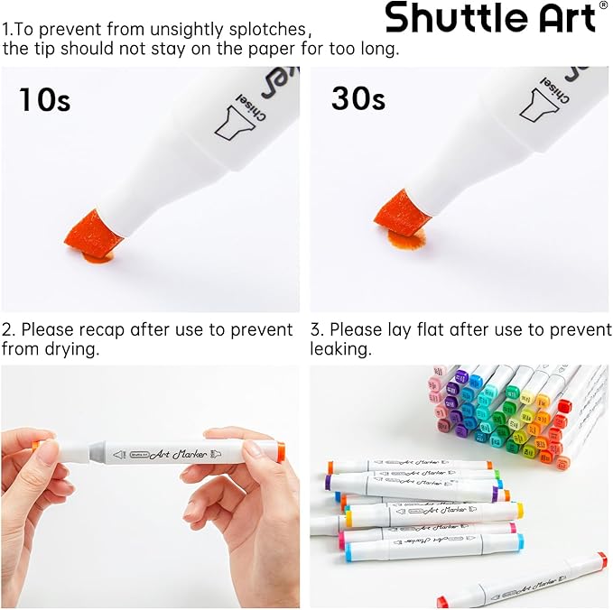 Shuttle Art 310 Colors Alcohol Markers, 309 Colors Dual Tip Art Marker Set Plus Colorless Blender, Micro-tip Pens, White Highlighter Pens, Marker Bag with Holders Perfect for Students Adults Coloring