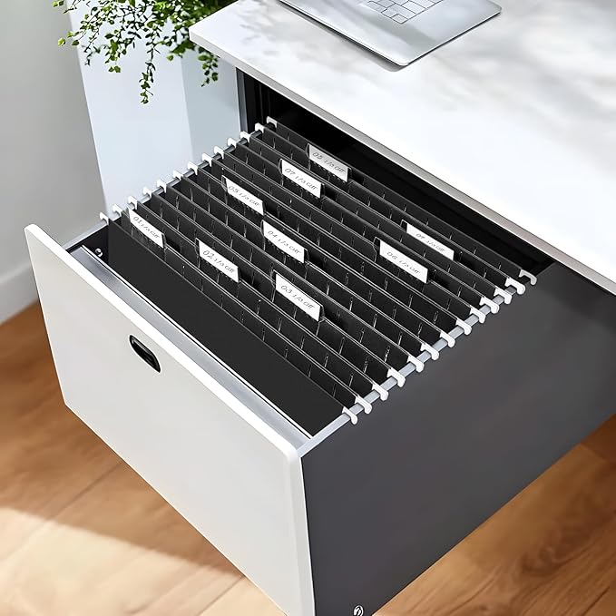 SUNEE 6 Pack Hanging File Folders,Hanging File Folders Letter Size with 1/5-cut Tabs,Black Folders,Stay Organized for Your Home and Office Bulk File and Documents