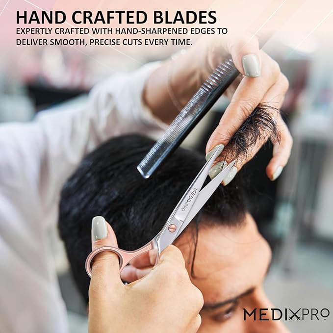 Professional Barber Hair Cutting Scissors 5.5” inch Japanese Stainless Steel Salon Shears with Razor Sharp Blades for Men, Women and Kids Perfect for Home & Salon Use.
