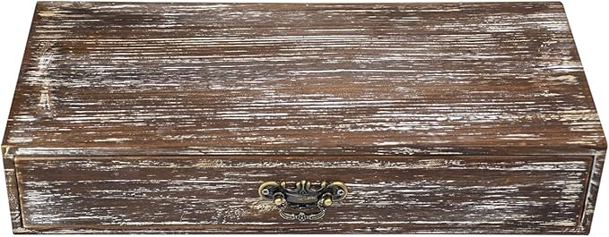 Office Desk Organizer with Drawers Dark Brown Vintage Wood Desktop Storage Box Workspace School Supplies Farmhouse Kitchen Countertop Organizer Makeup Storage Box for Home Toiletries Supplies Vanity