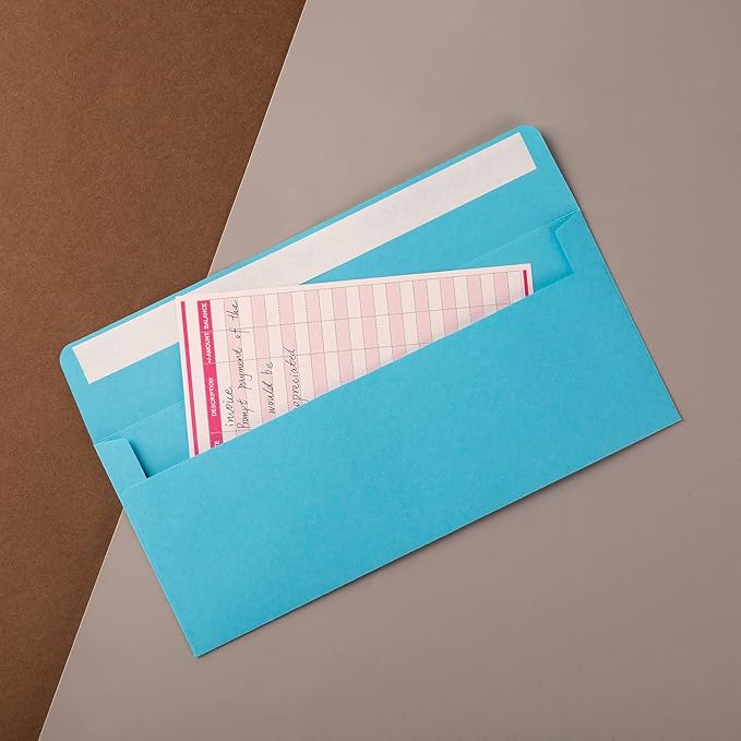 100 Pack Colorful #10 Business Envelopes Self Seal Standard Envelopes for Office Checks, Business, Letter Mailing Invoices, 4.13 x 9.49 Inches (Colorful)