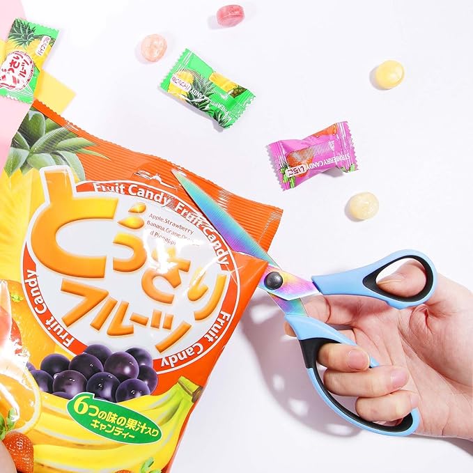 Scissors All Purpose, Sharp Titanium Blades Shears, Rubber Comfort Grip Handle, Multipurpose scissors 3 pack, Great for Office, Fabric, Craft, Sewing, Arts, School and Home Supplies, Black&Blue