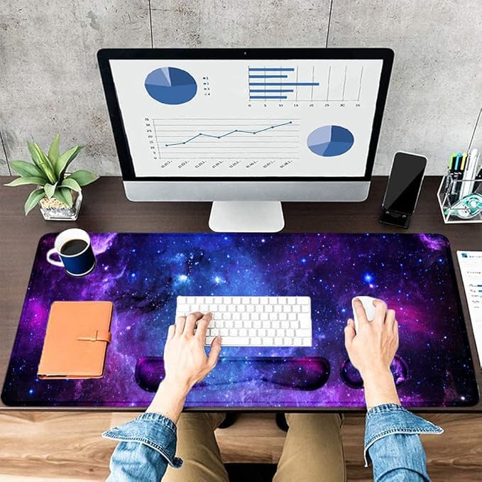 LATEEFAH Mouse Pad with Wrist Rest, Desk Mat + Keyboard Wrist Rest Set, Desk Pad for Keyboard and Mouse, 4-in-1 Large Mouse Pad with Wrist Support for Office, Home