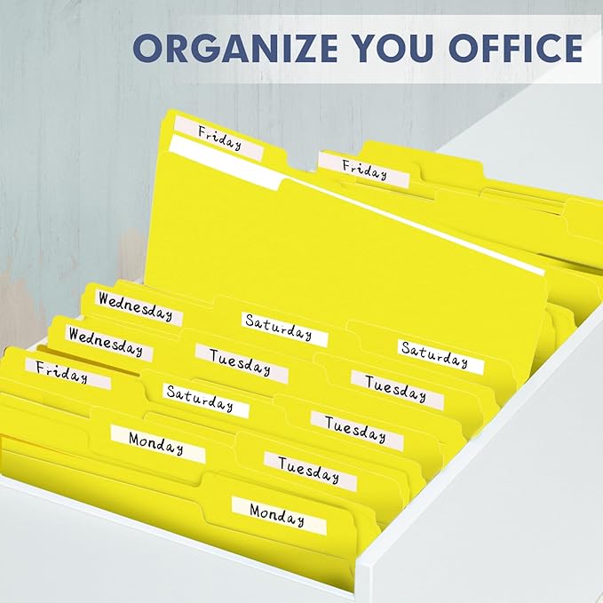 File Folder, PANDRI 120 Pack File Folder, 1/3 Cut Tab, Letter Size, Filing Folder for Office School Business, Yellow
