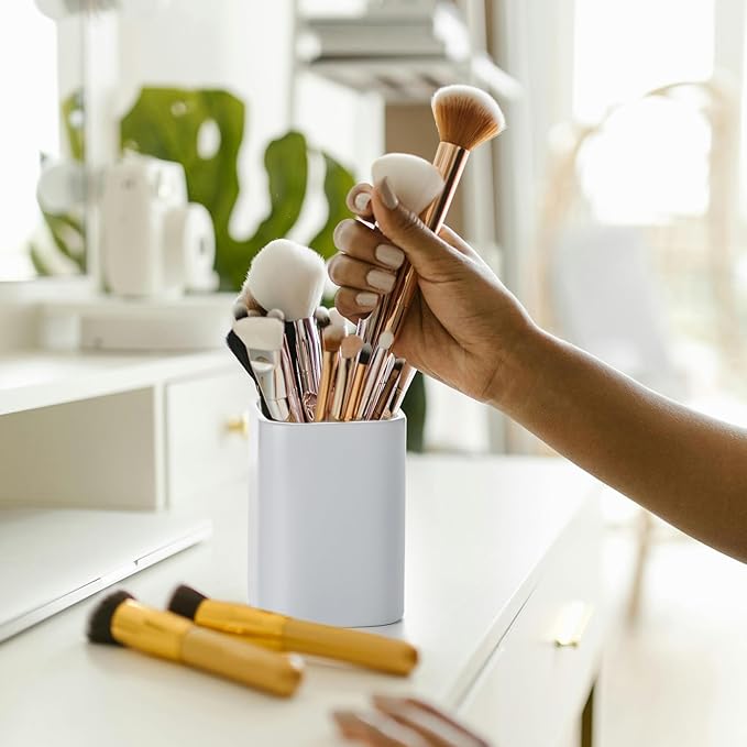 Pen Holder, 2 Pack Pencil Holder for Desk ,Ceramic Pencil Cup Desk Organizer, Makeup Brush Holder Cute, Stationery Accessories for Office, School, Home (Matte white)