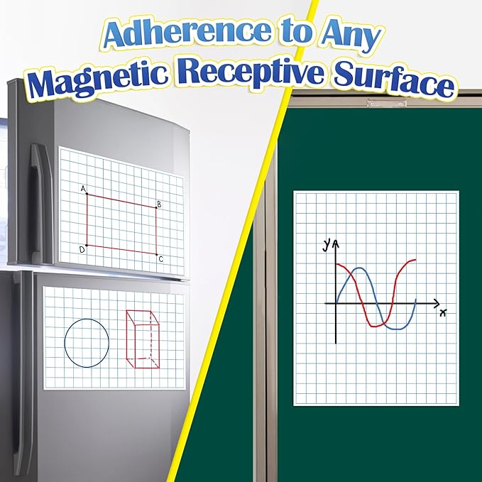Aizweb Giant Magnetic Graph Paper,Dry Erase Grid Paper Graphing Paper for Classroom Whiteboard Accessories,Chart Paper Teacher Must Have Homeschool Teaching Supplies,Teacher Essential,21.5" x 16.5"