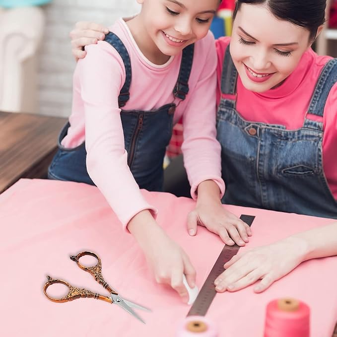 BIHRTC 4.5Inch Vintage Crochet Embroidery Scissors Small Sharp Pointed Stainless Steel Scissors for Sewing Craft Needwork Needpoint Artwork DIY Tool Scissor Bronze Scissor