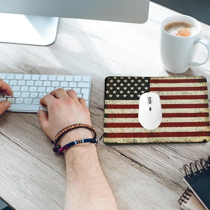 USA National Flag Gaming Mouse Pad, Large Mouse Pad for Desk Mat XL Mousepad, Stitched Edges Non-Slip Rubber Base Mouse Pads for Computers Laptop (USA Flag-Small-White)
