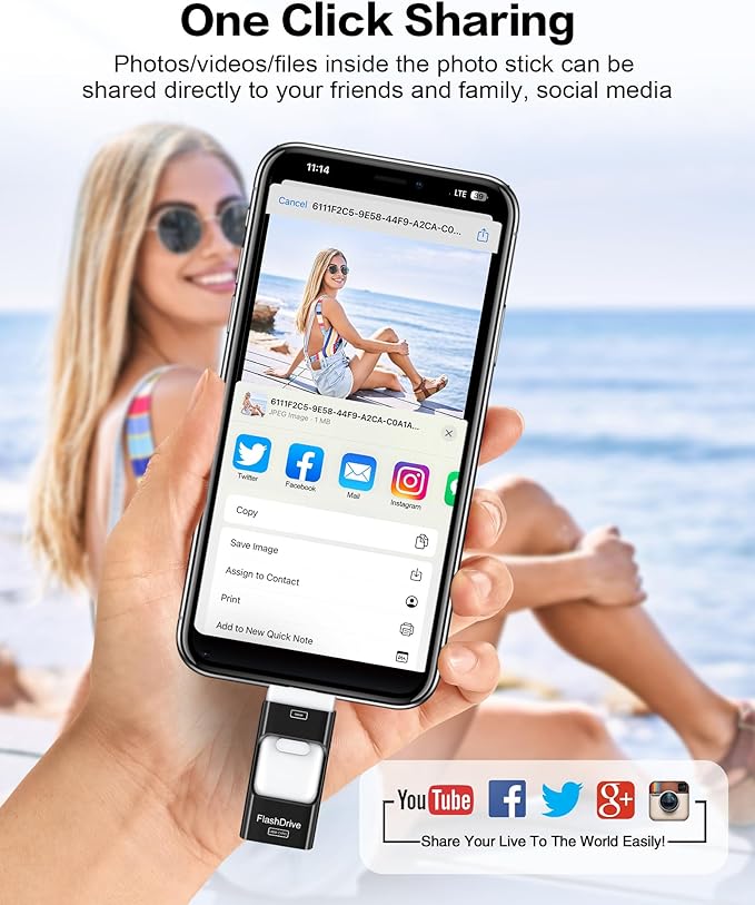 512GB Flash Drive for iPhone Photo Stick,Thumb Drive USB Stick High Speed Transfer USB Drives External Picture Video Storage Memory Expansion for iPhone/iPad/PC (Black)