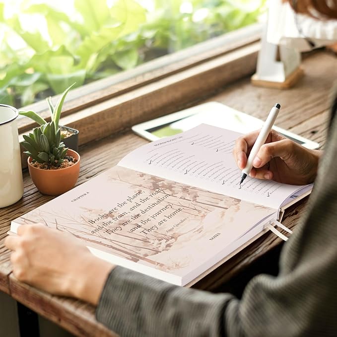 Lanpn Reading Journal Book Journal for Book Lovers Readers - Linen Hardcover Reading Log Book with 52 Book Reviews - Book Tracker Journal Reading Notebook Bookish Gifts, 9.3"x7.7", 158 Pages (Grey)