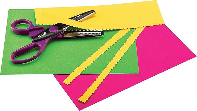 Better Office Products 18 Piece Decorative Edge Craft Scissors, 18 Colors and Edge Designs, 6 Inch Length, 2.5 Inch Blades, Assorted 18 Count Edger Scissors