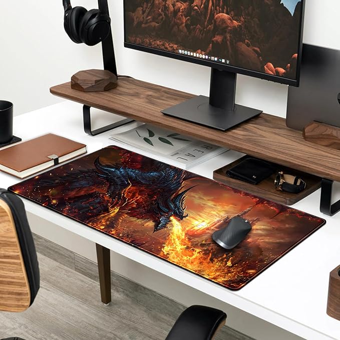 Japanese Desk Mat Dragon Castle Desk Pad Game Aesthetic Mouse Pad Large Gaming Mousepad Extended Keyboard Pad 31.5 x 11.8 in Laptop Computer Mouse Keyboard Mouse Pads for Desk Decor Mat.