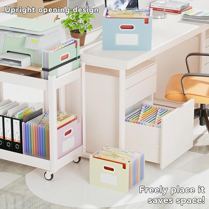 ThinkTex Accordion File Organizer, 12 - Pocket Expanding File Folders Upright & Open Top,for Paper Receipts, Bills&Taxes Organizer, Letter/A4 Size for School, Office, Home with Colorful tab-Light Blue