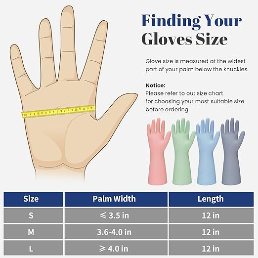 Rubber Kitchen Dishwashing Gloves - 4 Pairs Reusable Household Cleaning Gloves, Flexible and Durable & Non-slip Cleaning Gloves, Great for Kitchen, Bathroom, Laundry (Pink+Green+Blue+Grey)
