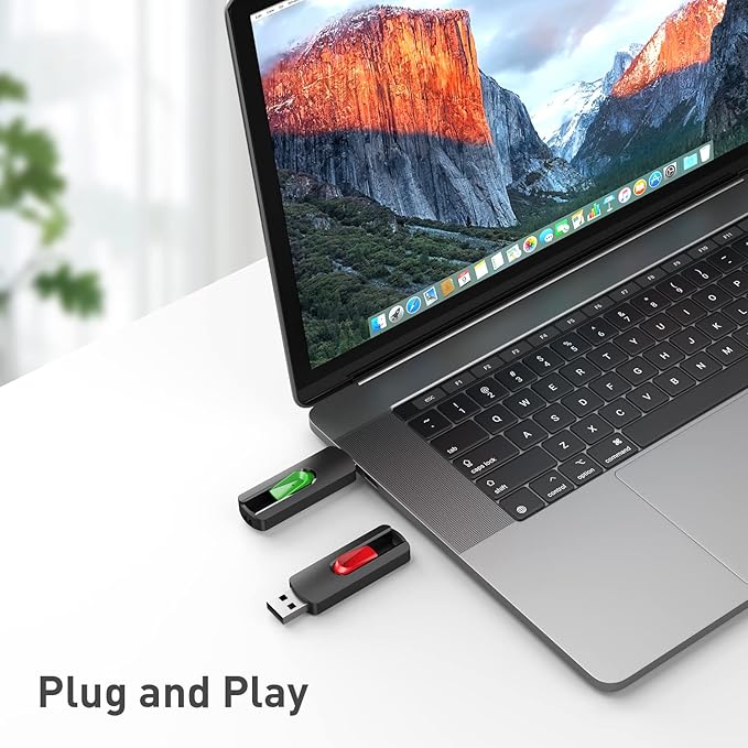 Aiibe 128GB Flash Drive 10 Pack 128GB Thumb Drive USB Drive USB 2.0 Memory Stick Jump Drives for PC Laptop (Red Green Cyan Yellow Purple)